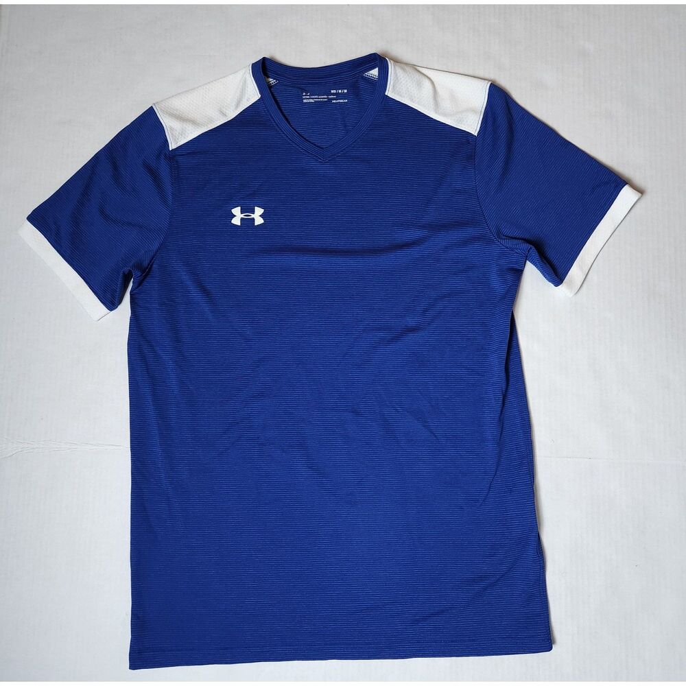Under Armour Men's HeatGear V‑Neck Athletic Top Medium Blue White